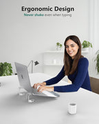 JCZT Clear Acrylic Laptop Stand for Desk, with Wrist Rest, Ergonomic Detachable Mount Compatible with 10-17'' All Laptops Such as MacBook Air Pro/HP/Dell/Lenovo