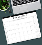 Desk Calendar 2026 - Calendar 2026-2027 from January 2026 to June 2027, 18 Months Calendar with Thick Paper for Office, Home, School Organizing, 14.5" X 11.5", Black