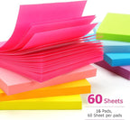 Early Buy 16 Pads Sticky Notes 8 Bright Color Self-Stick Notes 3 in x 3 in, 60 Sheets/Pad