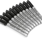 INTUNO Permanent Markers, 120 Count Black, Fine tip, Oil-Based Permanent Markers, Waterproof and Fade-Resistant, for Paper, Wood, Metal, Glass and More
