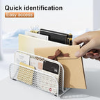 gianotter Mail Organizer Countertop, Metal File Holder with 3-Slot, Bill Organizer for Office Receipts and Letter Paper Storage (White)