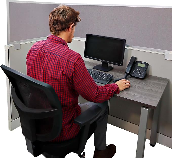OBEX Acoustical Cubicle Privacy Screen Extender Desk Panel & Office Divider, Add Separation & Block Noise, 18" x 60", Slate