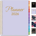 GNL 2026 Planner, Weekly and Monthly Planner January - December 2026, 8.5" x 11" Monthly Planner with Waterproof Flexible Cover, Spiral Binding Notebook with Colorful Tab, Pockets, Bookmark, Purple