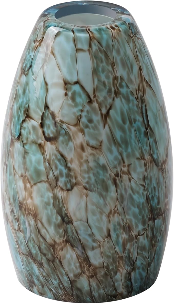 Fixture Replacement Globe Shade,Lampshade for E26 Base 1-5/8 Inch Fitter, Color Art Glass Oval Lampshade Cover for Pendant Kitchen Wall Sconce Chandelier Vanity Light (1, Agate Blue)