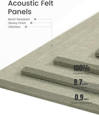 Fluxynara Felt Bulletin Board Tiles -28"x18" Cork Board Alternative for Office Decor, Push Pin Board Wall Organizer 6-Pack - Sage