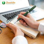 FPR Himalaya V2-Chrome Ultra Flex Nib Pen - Twist-Style Converter Filled Calligraphy Pens for Writing - Fancy Pens for Men & Women - Flex Fountain Pen w/Metal Clip & Cap Ring (Green Ebonite)