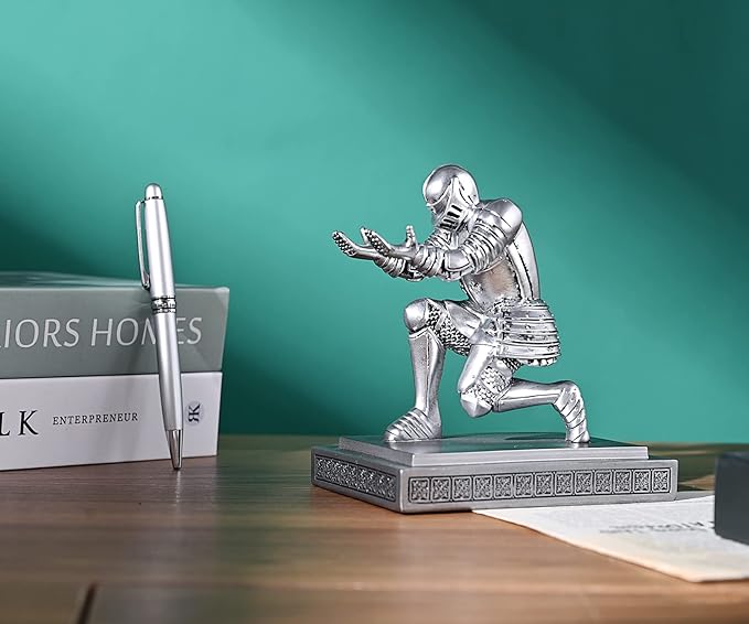 HDMbigmi Knight Pen Holder Pen Stand Desk Organizers and Accessories Resin Pencil Holder as Gift with a Fancy Pen for Office and Home Desk Organizer (Silver)
