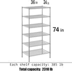 Regal Altair 24" Deep x 36" Wide x 74" Height Wire Shelving Kit | 6-Tier | NSF Commercial Storage Rack Unit