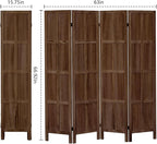 Leesinwing Wood Room Divider 4 Panel Folding Privacy Screen, Classic 5.6Ft Indoor Wooden Partition, Portable Partition Wall Divider for Room Separation, Home, Office, Bedroom, Restaurant (Brown)