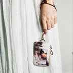 Marble ID Badge Holder with Lanyard,Card Name Tag Holders with Zipper,Vertical Lanyard Wallet for Work Office Nurse Doctor Medical Student Teacher Women Men