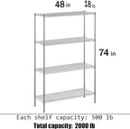 Regal Altair 18" Deep x 48" Wide x 74" Height Wire Shelving Kit | 4-Tier | NSF Commercial Storage Rack Unit