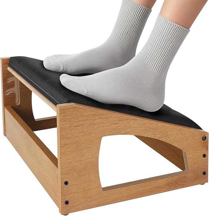 XINGMIAOWJ Ergonomic Foot Rest, 4 Adjustable Height Foot Stool,Footrest Under Desk， Soft Cushions,Foot Rest Office,Improving Posture, Promoting Blood Circulation（Natural）