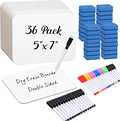 Affrolling 36 Sets Small Whiteboard Dry Erase Boards 5" x7'' Mini Double Sided Dry Erase Lap Boards with Markers Erasers Pen Holders Personal Whiteboards for Students Classroom Teacher