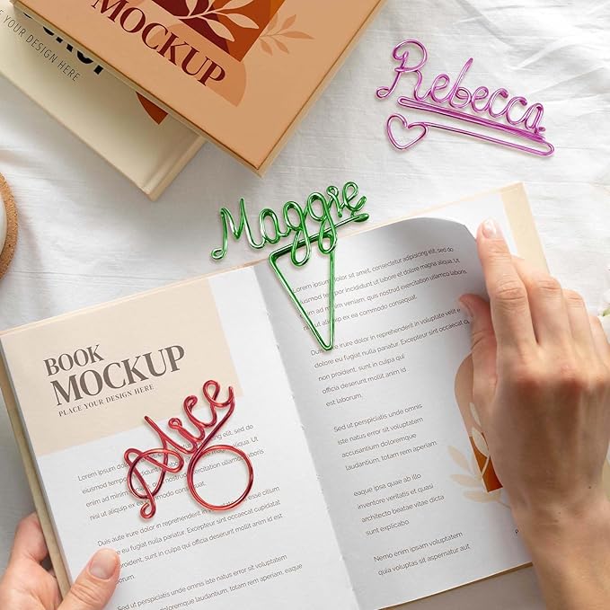 LOFART Custom Bookmarks Personalized Wire Name Bookmark Metal Wire Name Page Markers Personalized Bookmarks Graduation Gifts for Teacher Classmate Book Lovers Bookworm Reader (Style 1)
