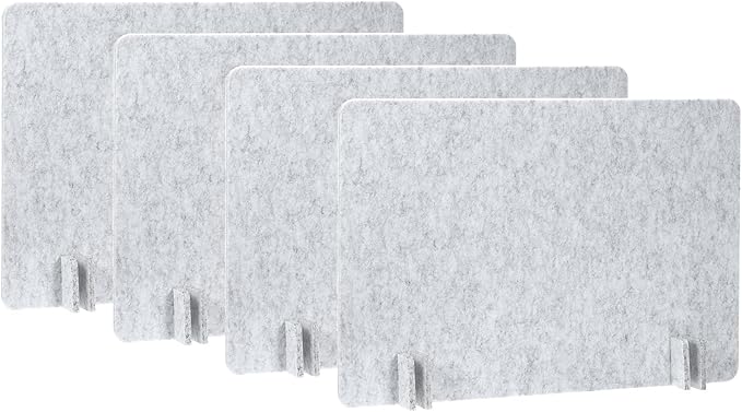 PATIKIL Desk Divider, 4 Set 24 x 16 Inch Acoustic Freestanding Desk Divider Desk Privacy Panel with 16 Pcs Support Feet for Library Office Workstation,Light Grey