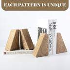 Karibiber Marble Bookends for Heavy Books, Decorative Book Ends for Shelves, Unique Marble Stone Durable and Heavy Book Ends for Hardback Books & CDS, Book Stopper/Holder, Set of 2(Moca Jade)