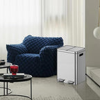 OUTLANE 40L Stainless Steel Dual Compartment Trash Bin, Step Pedal, Silent Soft Close, Removable Buckets, Fingerprint Proof, Home/Office Waste Separator, 37.6x42.8x58.9cm