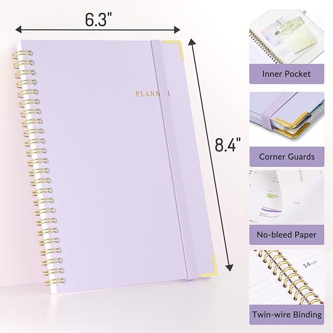 2026 Planner, Forvencer Calendar Planner Weekly and Monthly, Jan 2026-Dec 2026, 6" X 8", Hardcover Agenda Book, Daily Journal Organizer with Inner Pocket, Notebook for Office School, A5, Green