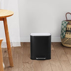 DYTesa 3 Gallon Rectangular Kitchen Trash Can - Black Stainless Steel with Foot Pedal, Soft-Close Lid & Removable Inner Bucket, Suitable for Home/Office/Living Room