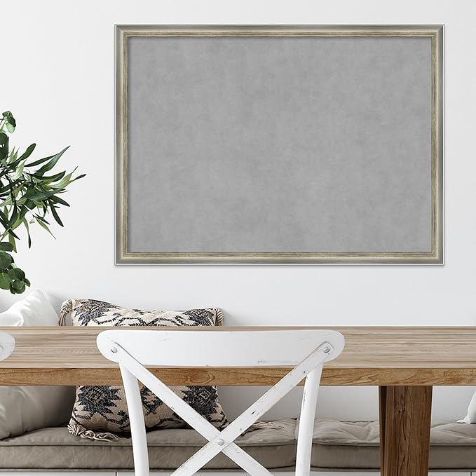 Amanti Art Silver Framed Magnetic Board 22x30 Medium Vision Board for use with Magnets, 100% Metal Sheet to Display Items as Office Decor or for Home Organization in mudroom, Kitchen or Kids Room