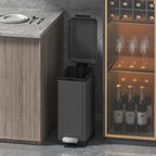 Mbillion Bathroom Trash Can with Lid Slim Stainless Steel Small Bathroom Garbage Can 10 Liter, 2.6 Gallon Soft Close, Step Pedal, Slim Wastebasket for Toilet, Office, Bedroom,Dark Grey