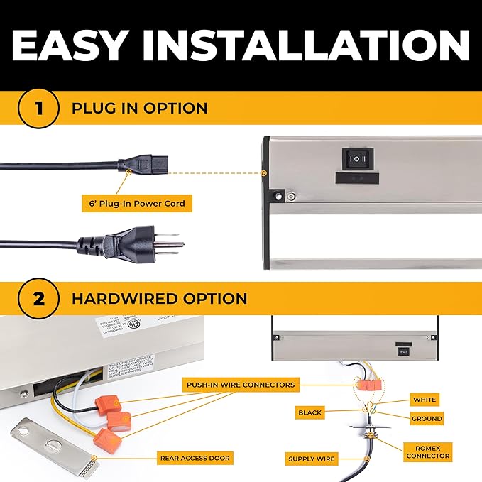 LED Under Cabinet Lighting Hardwired - 3CCT 40 Inch Satin Finish - Undercabinet Lights for Kitchen - Linkable Undercounter Dimmable Plug in Light or Hard Wired - Under Counter Fixture Direct Wire