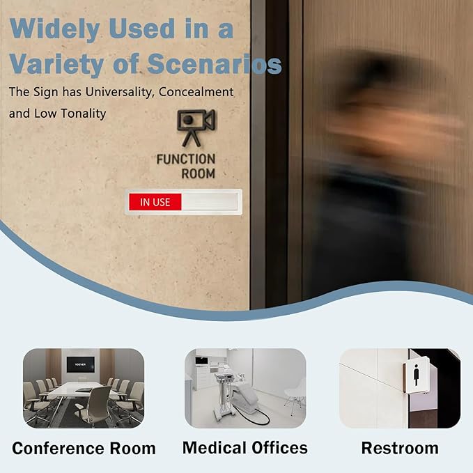 Vacant/In Use Privacy Sign for Home Office Restroom Conference Hotels Hospital - Occupied Door Indicator Slider Tells Whether Room Is in Use - 7'' x 1.5'' Stainless Steel