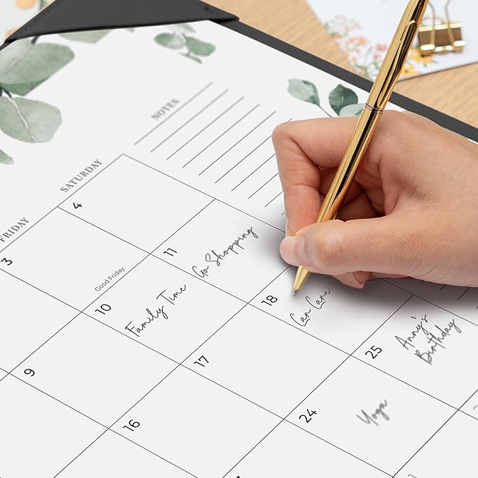 Cabbrix Desk Calendar 2026 with Desktop Mat, 21" x 16.5" Large Desk Calendar Covering January 2026 to December 2026, 12 Months Desktop Calendar for Home Office School Planning, Greenery