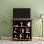 OSCHF Cube Shelf Bookcase with Base - Wooden 3 Tiers Floor Standing Low Storage Cabinet for Home and Office, 9-Cube Lattice Bookshelf, Walnut
