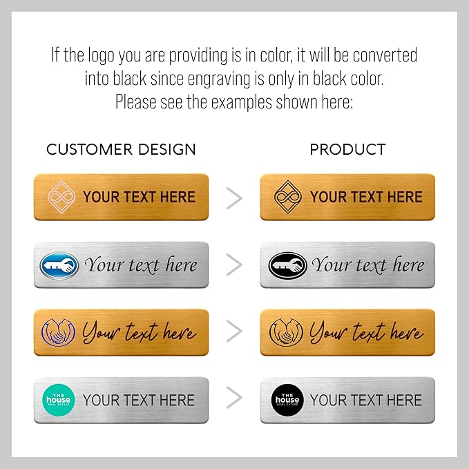 Custom Engraved ID Name Tag Badges Identification Personalized with Text & Logos, Metal Name for Clothing with Pin or Magnetic Backing Plates for Business and Employees (Text with Logo)