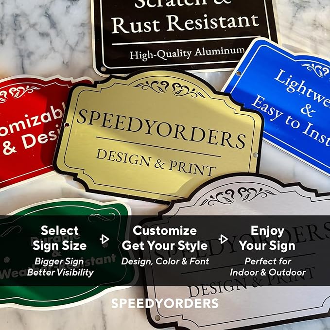 Custom Decorative Outdoor Metal Signs, Personalized Aluminum Signs, Waterproof Made In USA - Design 1 Black Charcoal 24x24 In
