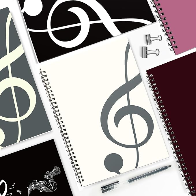 MAXCURY Blank Sheet Music Composition Manuscript Staff Paper Art Music Notebook Black 100 Pages 26x19cm (White/Grey Green)