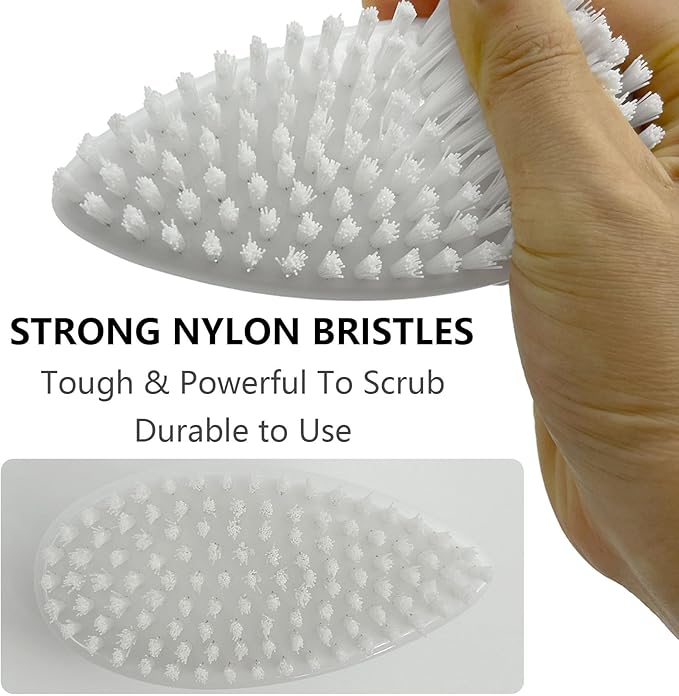 GKETN Scrub Brush for Cleaning Scrubbing Heavy Duty Stiff Nylon Bristles Cleaning Brush Multi-Purpose, White & Small Size