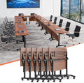Conference Table,55.1''Folding Conference Room Table for 4-12 People,Mobile Flip Top MeetingTraining Table with Different Coulor and Styles for Offices, Classrooms,Meeting Room (6, 70.8''D)