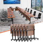 Conference Table,55.1''Folding Conference Room Table for 4-12 People,Mobile Flip Top MeetingTraining Table with Different Coulor and Styles for Offices, Classrooms,Meeting Room (6, 70.8''D)