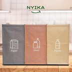 NYIKA - Recycling Organizer - Reusable Recycling Bags - Recycling Sorter - Trash Sorting Bins - 3 Compartment Recycle - Pack of 3 Bags