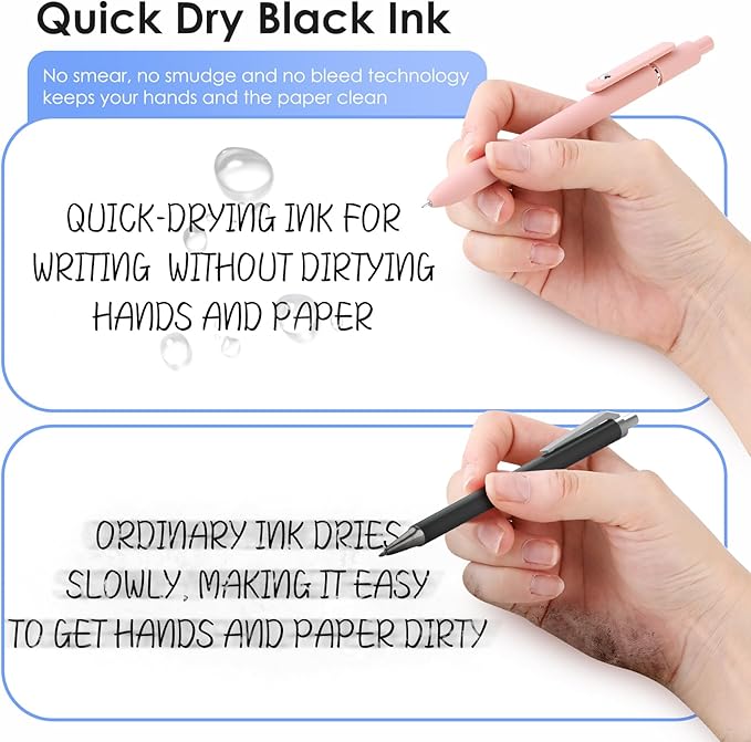 Gel Pens, 7pcs 0.5mm Quick Dry Black Ink Fine Point Smooth Writing Pens, Cute Teacher Work Desk Accessories Office School Supplies Gifts for Men Women Student Nurse, Valentines Day Gifts for Kids