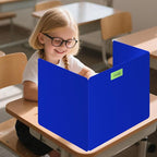 2 Pack Blue Desk Dividers for Students, Privacy Shields Folder for Students, Durable & Waterproof Plastic Study Board, Classroom Teacher Supplies Test Divider, Includes Extra Labels