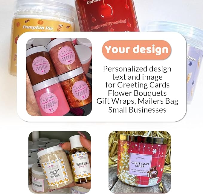 Custom 100-500 Stickers with Any Image Logo and Text - Personalized Labels for Business Logo, Thank You Notes (Square, 3 Inch)