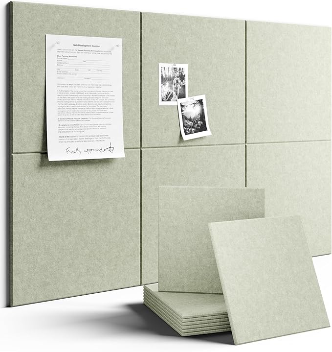 Fluxynara Large Felt Bulletin Board 36" x 24" Cork Board Alternative-6 Pack with 40 Safe Removable Adhesive Tabs, Cork Boards for Walls Cork Board for Home Office Classroom Pin Board - Sage