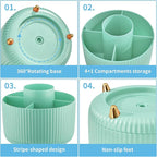 Marbrasse Desk Organizer, 360-Degree Rotating Pen Holder, Desk Organizers and Accessories with 5 Compartments Pencil Holder, Art Supply Storage Box Caddy for Office, Home (Mint Green)