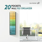 SUPEASY Wall File Organizer Mesh Office Mail Holder, Hanging Wall Organizer Magazine Rack for Office Black, 20 Tier