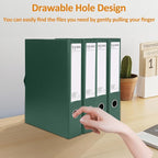HUA JIE A4 Storage File Boxes Plastic Archives Cases with Clip, PVC File Folder Organizer Document Storage Filing Box for Office,32.5×6.5×24 cm, Green(Pack of 6)