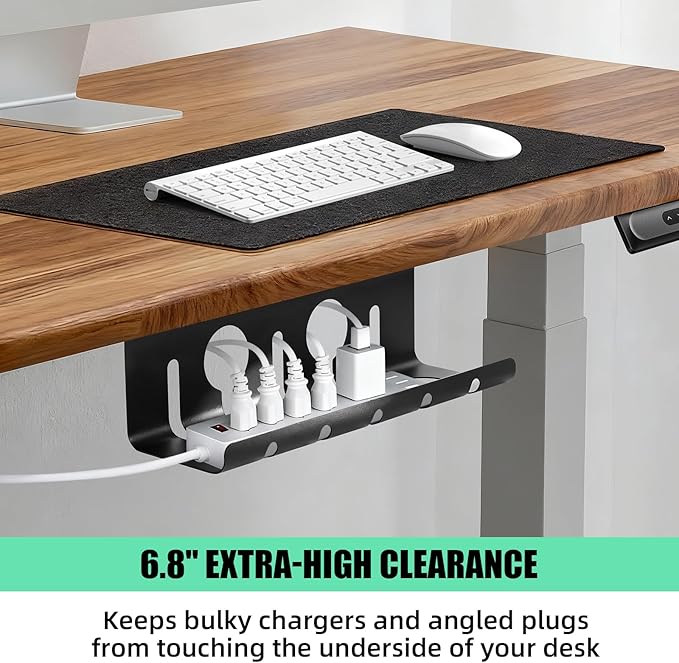 2 Pack Under Desk Cable Management Tray, 16.5" L x 4.7" W x 6.8" H, Wire Organizer for Power Strip, Tape Mount or Screw Mount, Easy Install Cord Raceway for Desk & Home