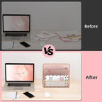 SUPEASY Mail Organizer for Desk, Mesh Metal Mail Holder Countertop with 3-Slot, Letter Sorter File Holder, Office Envelope Organizer for Mails (Rose Gold)