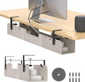 ERGO COLLECT Under Desk Cable Management Tray,No-Drill Upgraded Thickened Felt Cord Organizer with Clamp or Screw Mount,Cable Holder for Standing Desk,Home Or Office(Beige, 31.5")