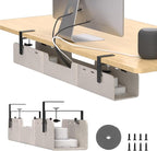 ERGO COLLECT Under Desk Cable Management Tray,No-Drill Upgraded Thickened Felt Cord Organizer with Clamp or Screw Mount,Cable Holder for Standing Desk,Home Or Office(Beige, 31.5")