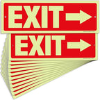 iSYFIX Exit Signs with Directional Right Arrow - 12 Pack 12x4 Inch Glow in the Dark for Business, School, Office, Warehouse - Durable 40 Mil Polystyrene, UV Laminated, Waterproof, Scratch & Fade Resistant