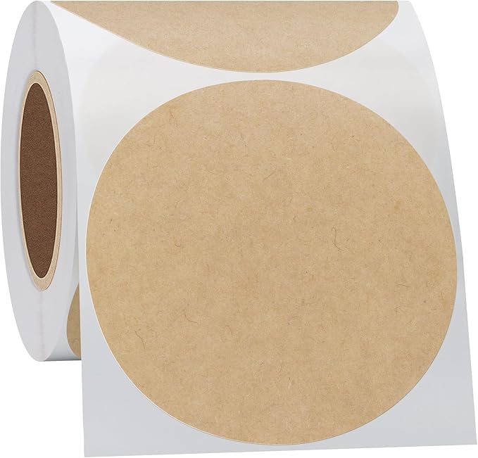 Hybsk Round Color Coding Circle Dots Labels Warehouse Inventory Organizer Stickers (4 inch, Kraft)