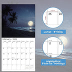 2026 Wall Calendar,Calendar 2026, November 2025 - December 2026, Wall Calendar Moon, 12" x 24" Opened,Full Page Months Thick & Sturdy Paper for Calendar Organizing & Planning